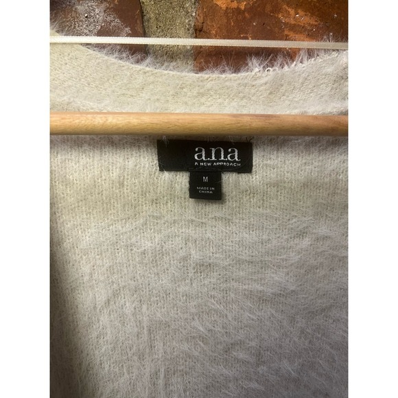 a.n.a Fuzzy Boho South Western Open Cardigan M Cream - Picture 6 of 11